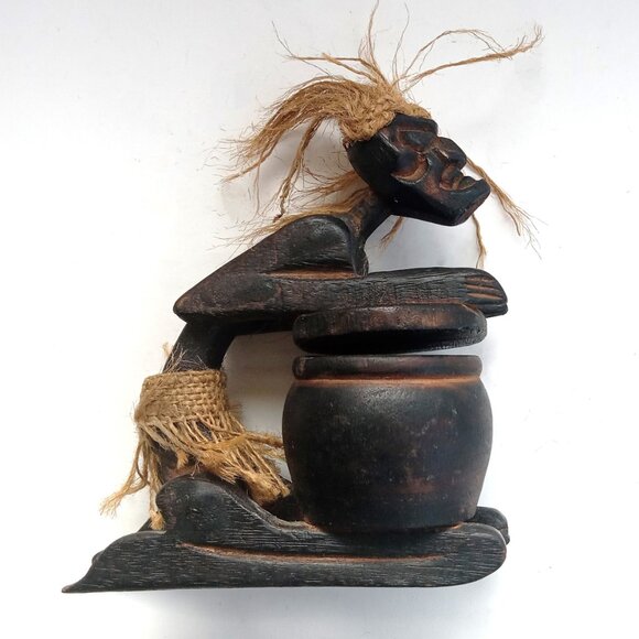 VTG Hand Carved Primitive Tribal Figurines Wood Folk Art - Picture 3 of 9